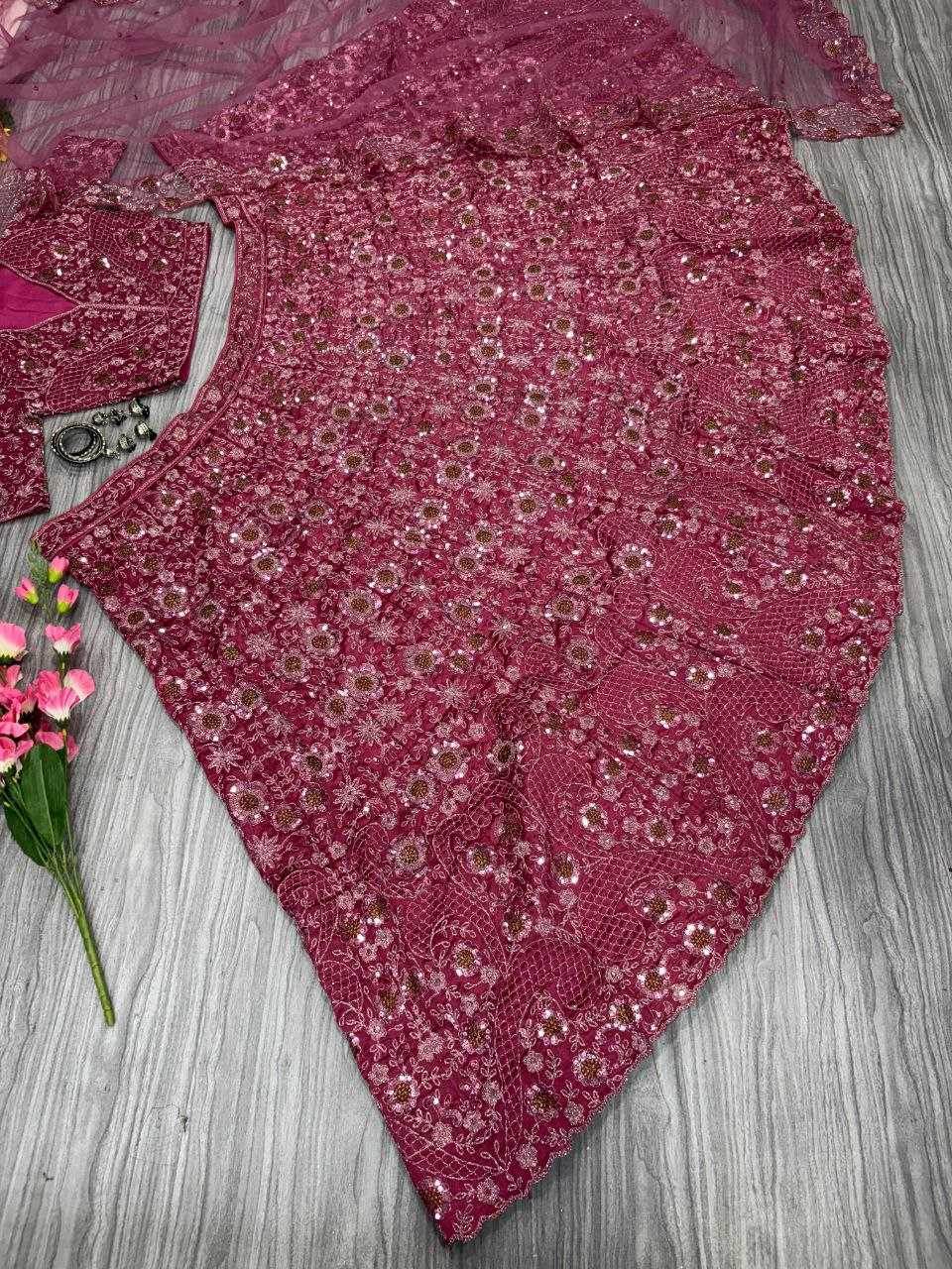 Chinon Silk Embroidered Zari Work Sequins Lehenga - MYLUXURY LANE ENTERPRISE